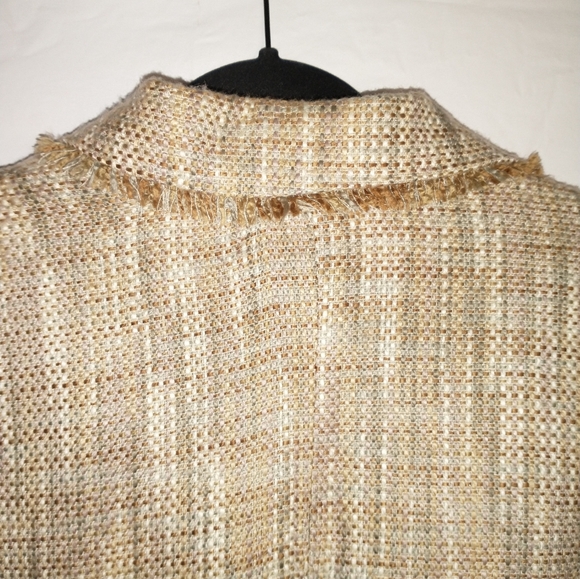 gNw Vintage Tweed Fringe Button Front Large Blazer Jacket - Picture 6 of 8